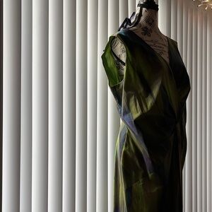 Lafayette 148 New York Green and Blue Midi Dress. Condition like new